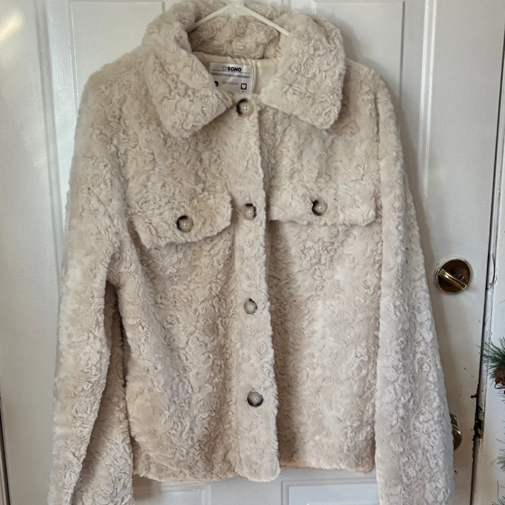 Ci Sono Cream Teddy Jacket - Picture 1 of 11